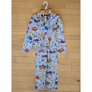 NWT Peanuts Snoopy Halloween Flannel Kids 2 Piece Pajama Set Size 10 On Hanger